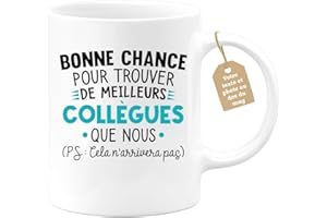 QUOTEDAZUR Café-Croissant - Mug Personnalisable Texte Photo Humour Départ Collègue - Bonne Chance Pour Trouver De Meilleurs Collègues Que Nous - Cadeau Noël Original Drôle Tasse Pot De Départ - Blanc/Céramique