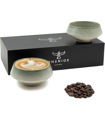 Tasses à Cappuccino Sans Anse Vert Barista - Lot De 2, 180 Ml, Porcelaine, Lave-vaisselle Et Micro-ondes
