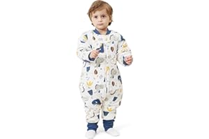 ‎MIKAFEN MIKAFEN Baby Schlafsack Langarm mit füßen 3,5 tog Winter, Kinder winterschlafsack mit Beinen,Dinosaurier babyhöhe 105-115cm