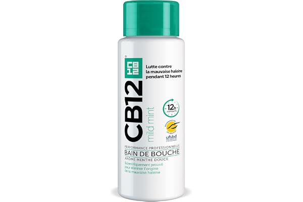CB12 - Bain de bouche - Sans alcool - Lutte contre la mauvaise haleine pendant 12 heures - Recommandé par les dentistes - Arôme menthe douce - 250 ml
