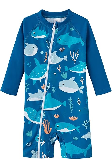 Baby Badeanzug Mit Sonnenhut UPF 50+ - Langarm Schwimmanzug Für Jungen 0-3 Jahre