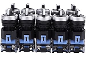 JECTSE Interruptor selector rotativo autoblocante, 10 piezas 22 mm Interruptor selector rotativo autoblocante de 3 posiciones Selector rotativo mantenido Interruptor selector mantenido