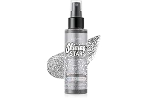 RoseFlower 1pcs Glitter Spray Silver, Body Glitter for Hair Face Skin, Fabric Glitter Spray for Clothing Clothes, Sparkle Shimmer Shiny Powder Hairspray for Stage Makeup Festival Party