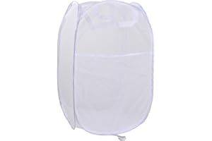 FANGEHONG Panier à Linge Pliable avec Manipuler, Pop Up en Maille Corbeilles à Linge, Paniers de Rangement pour Vêtements Sales Pliage, Bac à Linge Sale avec Poignées pour maison chambre des enfants (Blanc)