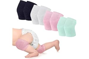 Lotbun 4 Pares Rodilleras Bebe Gateo, Antideslizantes Rodilleras Elásticas Odilleras Bebe Niños Calentador para Bebé 0 a 24 meses