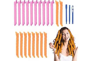 URAQT Bigoudi Bigoudis, 20pcs DIY Magic Hair Waves Curls Boucles en Spirale Sans Chaleur avec Crochets de Coiffage pour Femmes, Filles, Cheveux Courts, Moyens, Longs, La Plupart des Coiffures