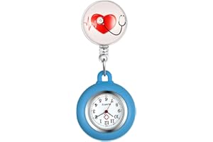 Silverora Orologio da taschino in silicone retrattile con stetoscopio a forma di cuore, con risvolto, per medici, infermieri, custodia in silicone per uomini e donne