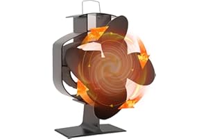 Skylily Log Burner Fan, Wood Stove Fan, 4 Blades Stove Fan Heat Powered, Fan Blades Can Rotate, Silent Operation, Stove Fan for Home Wood Burning, Log Burner, Fireplaces