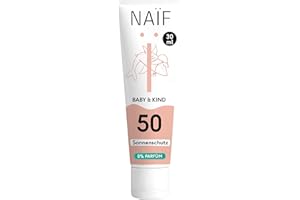 Naïf Crème Solaire Minérale Bébé & Enfant SPF 50 – 0% parfum, sans octocrylène, protection UVA/UVB, résistante à l’eau, testée dermatologiquement, sans microplastiques – 30 ml