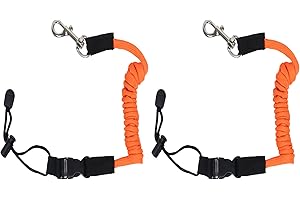 Qaziuy 2Pcak Kayak Paddle Leash, Elastic Kayak Paddle Rope with Adjustable Belt Buckle and Hooks, Kayaking Accessories for Canoeing Boating Surfing