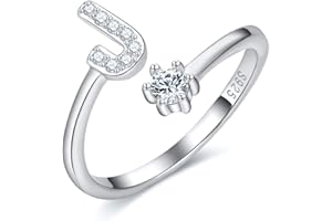 CRYSLOVE Mother's Day Gifts Adjustable Initial Letter Ring for Women Girls 925 Sterling Silver A-Z Stackable Alphabet Rings Bridesmaid Gift