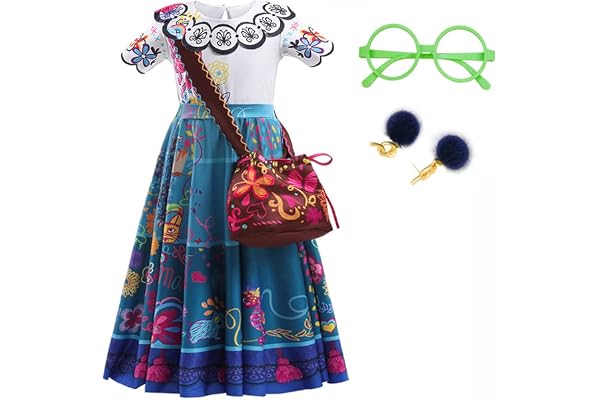 LZH Encanto Mirabel Costume Robe pour filles Cosplay Isabela Madrigal Princesse Halloween habiller avec accessoire