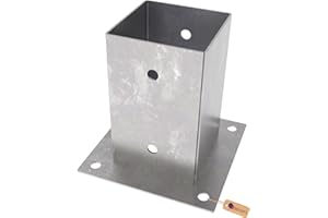 GeZu Impex Base per Palo in Legno 71 x 71 mm Zincata a Caldo Set di 8 Staffe per Supporto Recinzione Supporto per Deck Base per Palo da Pergola con Fissaggio a Bullone