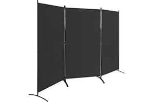 COSTWAY Folding Room Divider, 3 Panels Wall Privacy Screen Protector, Living Room Bedroom Bathroom Paravent Partition Separator, 260x183cm (Black)