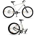 HORNBACK Xpand Foldable Mountain Bike for Adults | 27.5” Wheels, 20” Steel-Alloy Frame, Front Suspension, Mechanical Disc Brakes | Fully Assembled | Unisex Cycle (Moonlight White)
