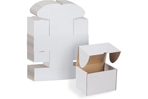 RLAVBL 25 Cardboard Boxes 6x4x4in(15.3 x 10.2 x 10.2cm) White Shipping Box, Kraft Corrugated Small Mailing Boxes