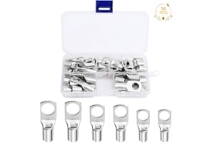 RUICAIFU 36 PCS Wire Lugs Battery Cable Ends, Tinned Copper Wire Lugs M8 M10 Assorted SC Ring Terminals Eyelets Tubular Cable Lugs for Electrical Cable (16mm² 25mm² 35mm²)