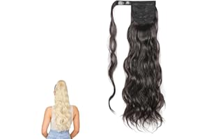 prinfantasy Long Wavy Ponytail Extensions Wrap Around Hair Ponytails Curly Clip in Synthetic Hairpieces for Women Girls, MW123