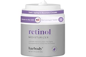 Baebody Critically Acclaimed Retinol Moisturiser Cream for Face, Neck and Décolletage with Wrinkle and Acne Fighting Retinol, Jojoba Oil and Vitamin E, 1.7 Ounces