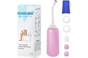 RUFCRIL Portable Travel Bidet with Carry Bag, TPE Material for High Temperature Resistance, 500ml Capacity with 2 Sealing Rings, Essentials for Postpartum Perineal Care,Hemorrhoid Treatment(Pink)