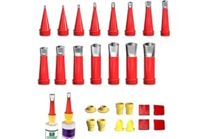 NAVESO Edelstahl Dichtungsdüse Silikon, Einteiliger Edelstahl Düsen, Dichtungsfinisher mit 14 Gummidüsen, Dichtmittel Abdichten Düsen zum Verstemmen, Wiederverwendbar (2 weiche und 2 harte)