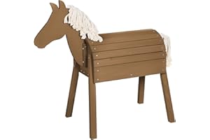 roba Cheval de Jeu d'Extérieur en Bois Massif pour Enfant - Cheval de Voltige Stable avec Crinière et Queue - Marron