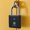 Cheston Padlock | Smart, Biometric Fingerprint Lock | Rechargeable 150mAh Lithium Battery with Type-C USB Interface (4.3 * 1.3 * 4.15 cms) | Add Up to 10 Fingerprints (Black) | Door Lock and Keys |