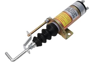 MaySpare Fuel Shut Off Solenoid 1502-12C7U2B2S1 366-07197 SA-3405T Compatible with Lister Petter Engine with Bracket 2 Pins 12VDC Gold