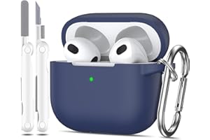 MHYALUDO Kompatibel mit AirPods 3 Generation Hülle 2021, Kompatibel mit AirPods 3 Hülle, weicher Silikonschutz, kompatibel mit AirPods 3-Hülle mit Schlüsselanhänger und Reinigungsset, Mitternachtsblau
