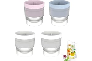 LYIVISK 4 Moules à Boules de Glace avec Couvercle pour Whisky Cocktails et Boissons Glaçons Sphériques Réutilisables Faciles à Démouler Forme Ronde Grande Taille