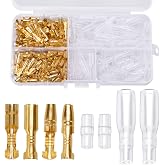 YIXISI 200 Pieces 3.9mm Bullet Connectors Kit Brass Male and Female Wire Terminals Connector with Insulation Cover, for Autom