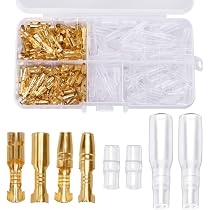 Kit 140 Pezzi Connettori Proiettile In Ottone Da 3.9mm Maschio E Femmina Per Moto E Cavi Elettrici