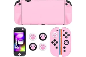 DLseego Protective Case for Switch 2,TPU Anti-Scratch Soft Silicone Shell Shock-Absorption Cover Case with 4PCS Thumb Grip Caps,Pink