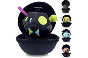 PILPOC theFube Fidget Cube Dodecagon 12 Sides - Premium Quality Fidget Cube Dice with Exclusive Carry Case Age 6+, Durable, Relieve Stress and Anxiety, for ADD, ADHD, OCD (Black & Mix)