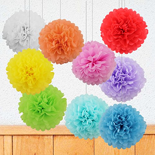 DIY Pompoms PomPon 9-farbig mix für Hochzeit Muttertag Geburtstag Fest Partei kindergeburtstag