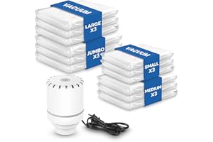 Vacbird Bolsas Vacio Ropa con Bomba Eléctrica, 12 Bolsa Ropa (3 Extragrandes, 3 Grandes, 3 Medianas, 3 Pequeñas), Reutilizables Para el Almacenamiento de Temporada y Artículos de Viaje