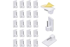 HDXH 20 PCS Self Adhesive Hooks,Window Hooks Adhesive,Plastic Sticky End Window Hook,net Curtain for Net Curtain Rods(White,Square)
