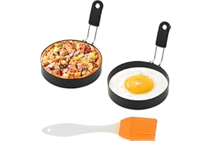 BINXIAOQIN Lot de 2 moules à œufs au plat - Moule à œufs au plat - Moule en silicone pour pancake - Moule à œufs pochés - Moule automatique