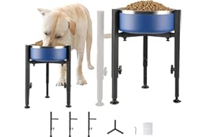 ELLBM Supporto per ciotole rialzate regolabile in acciaio inox,4 altezze regolabili, 7~11 pollici,larghezza regolabile,antiscivolo,porta ciotole per cani di piccola taglia e gatto,medie e grandi,