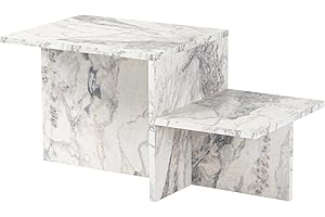 ‎HANAH HOME Modern Rustic Coffee Table, Freesia Marble, 80 x 40 x 40 | 100% Melamine Coated Particle Board, Thickness: 18 mm | Perfect for Modern Home Office & Study Spaces, Elegant and Functional Design