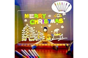 GAHWA 2025 New LED Note Board,Acrylic Dry Erase Board with Light, with Colors Light Up Dry Erase Board with Adjustable Stand and 7 Colors Pen, LED Illuminated Drawing Board for Office School Home (15*15cm)