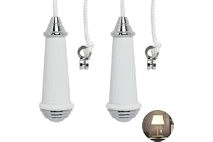 JUGCUT 2Pcs Ceramic Bathroom Light Pull Cord, Light Switch Pull Cord Handle with 100cm Pull Cord Extension Chrome for Bathroom Toilet Light Ceiling Light Fan Switch for Bathroom or Wall