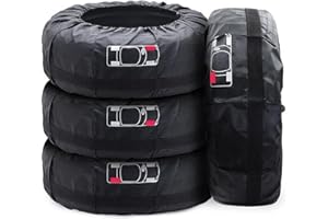 Geloo Coperture per Pneumatici di Ricambio Auto, Confezione da 4 pezzi da 18-22 Pollici, Impermeabili Antipolvere CopriRuota di Scorta con Manico (Diametro 80cm/31 in)