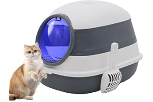 NUKIED Kuweta dla kota, bardzo duża, całkowicie zamknięta kuweta dla kota z automatyczną klatką zapobiegającą piaskowi, łatwa do czyszczenia, dezodoryzująca, zabezpieczona przed wodą rozbryzgową (kwadratowa)