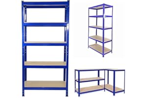EFAN Garage Shelving Units - 180 x 90 x 40cm, Blue 5 Tier Metal Racking Storage Shelves, 175KG Per Shelf, 875KG Capacity, for Kitchen, Office, Bedroom, Workshop, Shed, Boltless Assembly