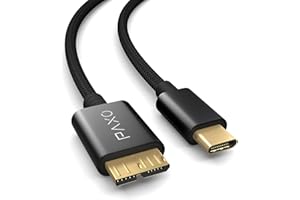 PAXO 0,5m Nylon USB C-Micro USB 3.1 (USB 3.0) Festplattenkabel, 5Gbit/s, USB HDD Kabel, Datenkabel, Ladekabel schwarz, USB C Stecker auf Micro B Stecker