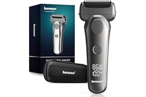 Electric Razor for Men, KENSEN Electric Shavers Men Cordless, Watreproof Mens Shaver Wet and Dry Electric Razors, Foiling Shavers for Men with USB Charging and Pop-Up Trimmer Mens (Grey)