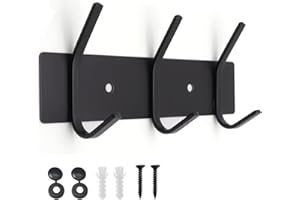 SYPEN Wall Coat Hook, Wall Coat Rack,Metal Hook Rack for Bedroom, Bathroom, Kitchen, Coat Hook for Clothes, Jacket Holder，Black