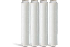 UK SUPPLIES LIMITED 4 Rolls, Clear Strong Multi Use Pallet Stretch Shrink Wrap 400mmx250m (20mu) I Tear Resistant I Easy to Use Pallet Wrap I Water & Moisture Proof Pallet Wrap Cling Film