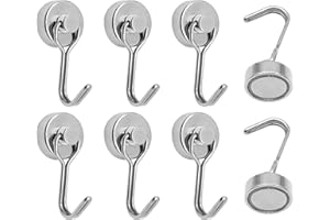 ZOCONE 6 Pezzi Ganci Magnetici Argento 14KG Forza, Neodimio Ruotabile per Cucina, Camera da Letto, Bagno, Armadietti, Calamita da Frigo (Argento)